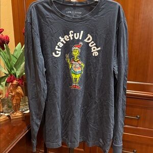 Grinch Grateful Dude Life Is Good Men’s Long Sleeve Top T Shirt L Christmas Dead